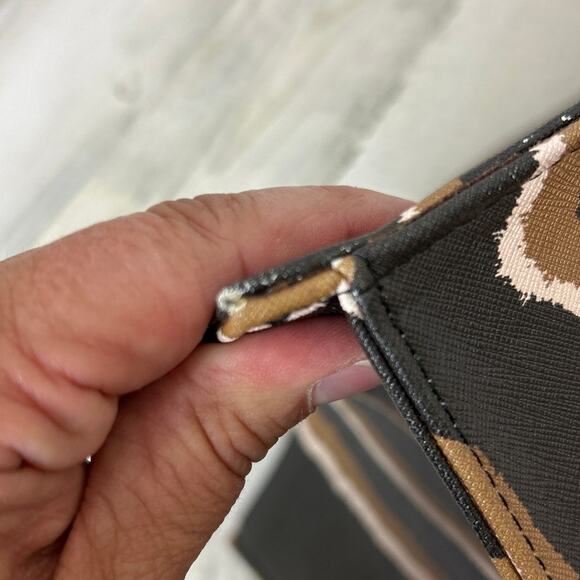 Chico’s Tiger Stripe Structured Tote Bag Animal Print Faux Leather Gold Logo - Picture 5 of 8